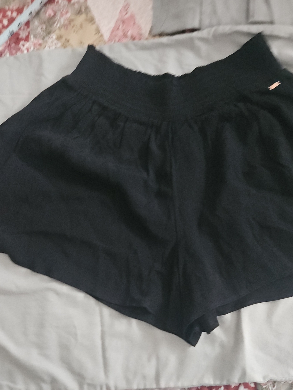 PINK Victoria's Secret Black High-Waist Smocked Shorts